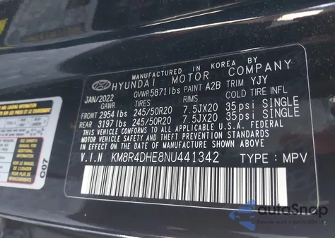 2022 Hyundai Palisade Sel z USA, uszkodzony, nr VIN KM8R4DHE8NU441342